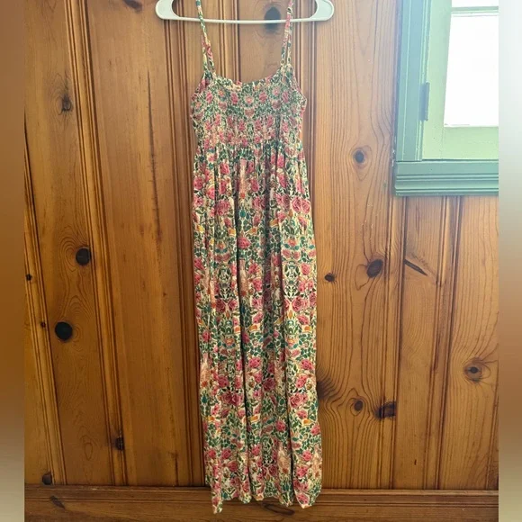 ❤️Natural Life Pink Green Cream Floral Maxi Dress with pockets - Picture 4 of 5